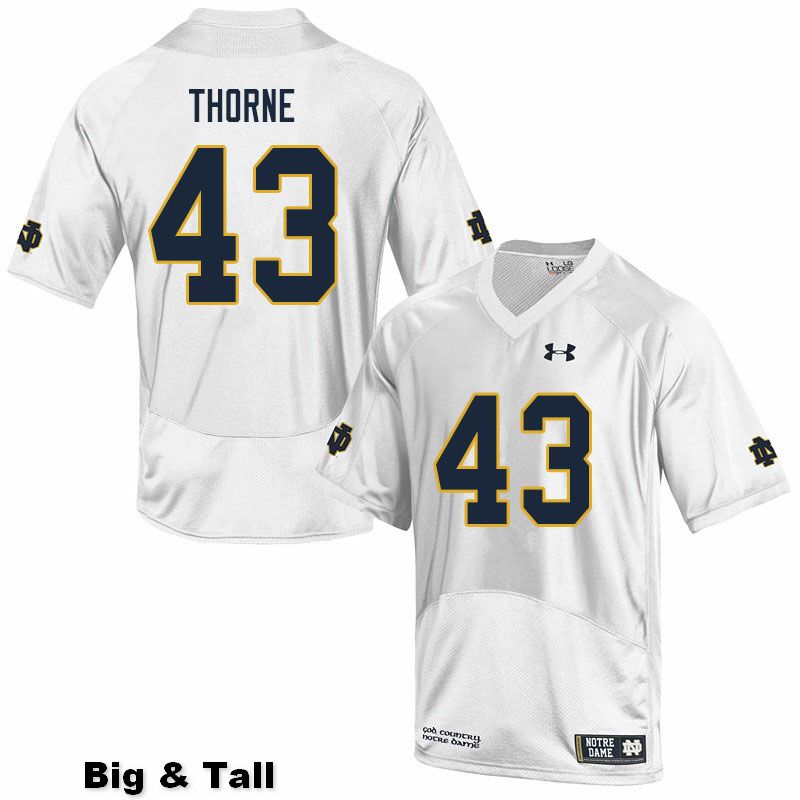 Men's NCAA Notre Dame Fighting Irish #43 Marcus Thorne Stitched College Under Armour Authentic White Big & Tall Football Jersey TP10C30MO